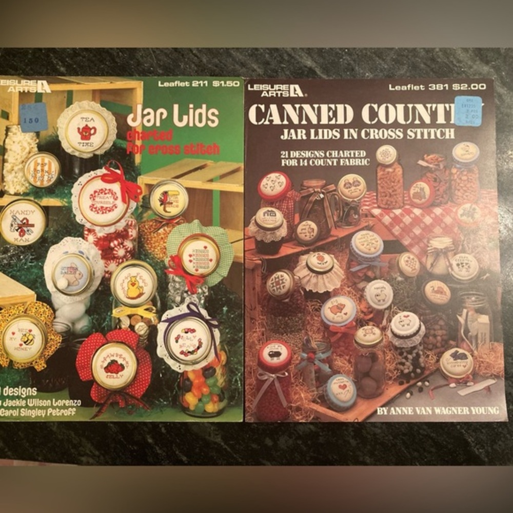 Canned Country Jar Lids And Jar Lids Cross Stitch By Leisure Arts Leaflet Set
